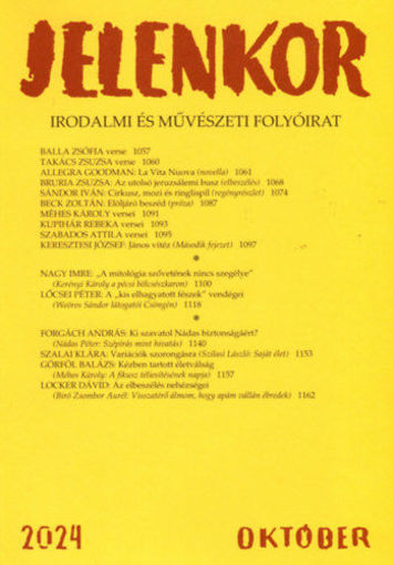 Jelenkor - Irodalmi és művészeti folyóirat - 2024. október termékhez kapcsolódó kép