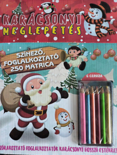 Karácsonyi meglepetés - Színező, foglalkoztató, 250 matrica, 6 ceruza termékhez kapcsolódó kép
